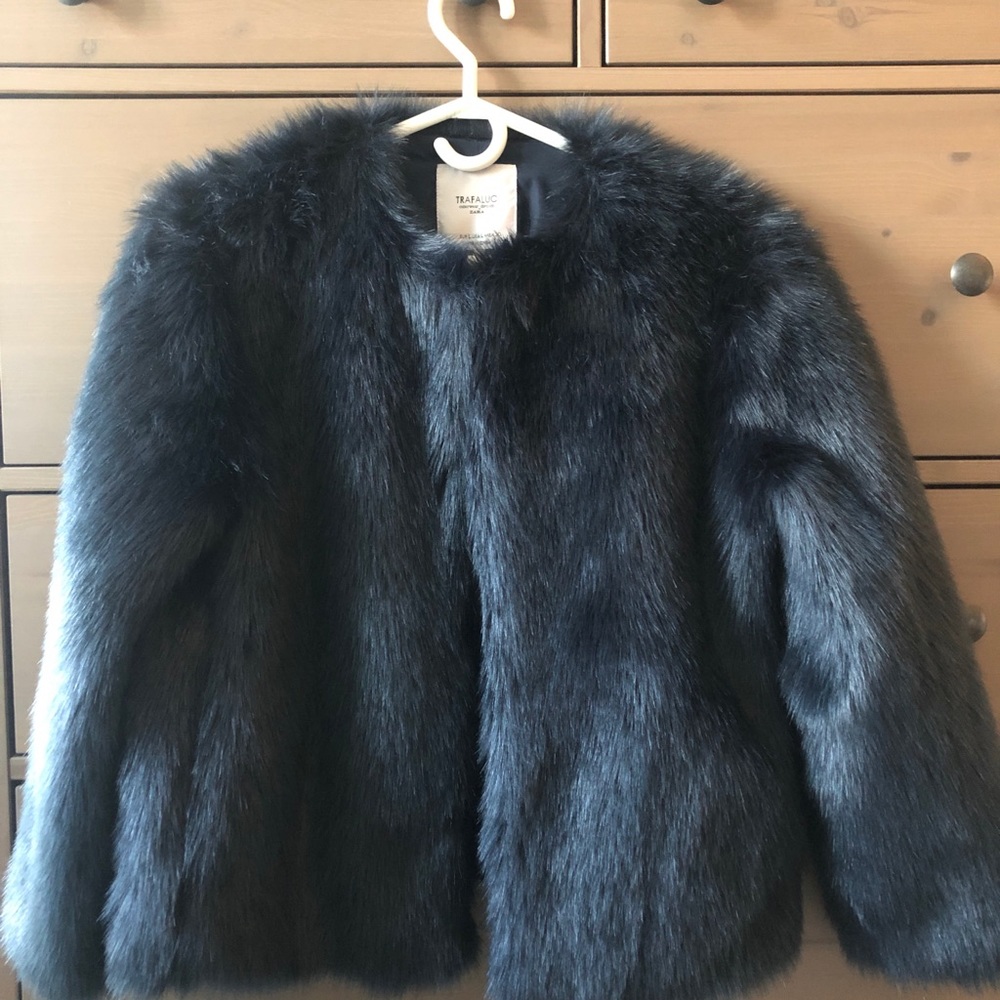 Navy Faux Fur Jacket
